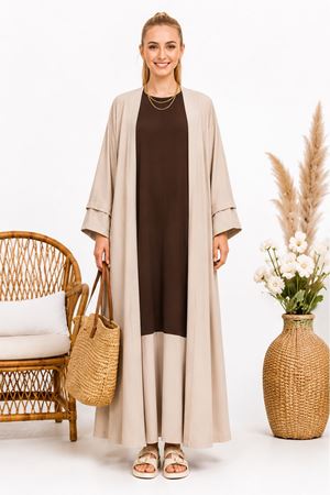 Kadın çit renkli kolsuz elbise tam boy kimono ikili yazlık takım ALA070