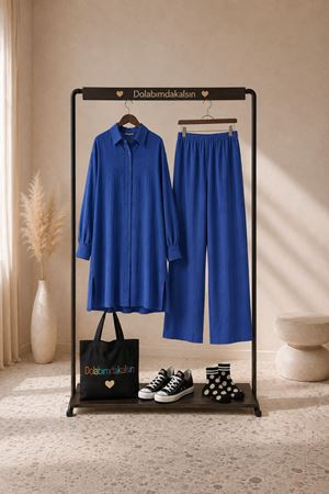 Kadın oversize gömlek pantolon ikili tesettür takım TG014