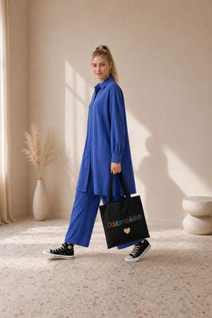 Kadın oversize gömlek pantolon ikili tesettür takım TG014