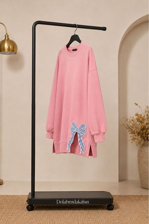 Kadın oversize fiyonk detaylı sweat tunik TG013