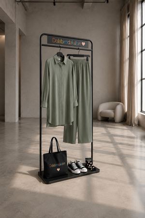 Kadın oversize gömlek pantolon ikili tesettür takım TG014