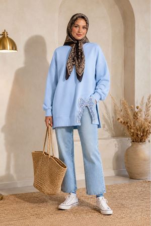 Kadın oversize fiyonk detaylı sweat tunik TG013