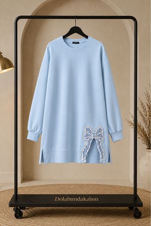 Kadın oversize fiyonk detaylı sweat tunik TG013
