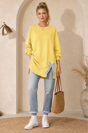 Kadın oversize fiyonk detaylı sweat tunik TG013