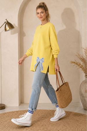 Kadın oversize fiyonk detaylı sweat tunik TG013