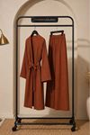 Kadın kuşaklı uzun kimono pantolon geniş paça rahat kesim ikili takım EFL008