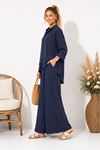 Kadın oversize gömlek ve bol paça pantolon ikili takım ALA071