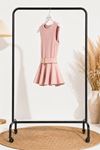 Kadın pembe kemerli peplum kesim kolsuz şık bluz CLT011