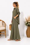 Kadın oversize gömlek ve bol paça pantolon ikili takım ALA071