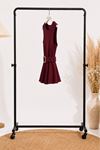 Kadın bordo kemerli peplum kesim kolsuz şık bluz CLT011