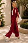 Kadın volanlı hırka geniş paça pantolon yeni sezon oversize takım ALA097 ( STD - 36-46 )