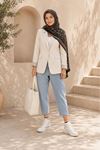 Kadın klasik yaka uzun kollu krep kumaş blazer ceket DKEF003
