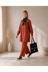 Kadın oversize gömlek pantolon ikili tesettür takım TG014
