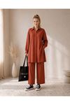 Kadın oversize gömlek pantolon ikili tesettür takım TG014