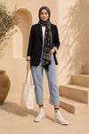 Kadın klasik yaka uzun kollu krep kumaş blazer ceket DKEF003
