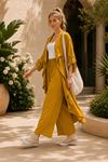 Kadın volanlı hırka geniş paça pantolon yeni sezon oversize takım ALA097 ( STD - 36-46 )