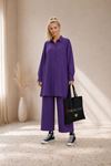 Kadın oversize gömlek pantolon ikili tesettür takım TG014