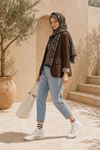 Kadın klasik yaka uzun kollu krep kumaş blazer ceket DKEF003
