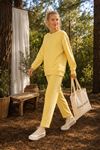 Kadın oversize şerit detaylı sweatshirt ve eşofman ikili spor takım TG012