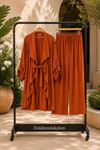 Kadın volanlı hırka geniş paça pantolon yeni sezon oversize takım ALA097 ( STD - 36-46 )
