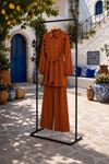 Kadın fırfır detaylı kuşaklı tunik bol paça pantolon ikili tesettür takım TG021
