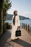 Kadın bisiklet yaka geniş kol bel bağlamalı tam boy premium elbise DKHF006