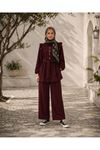 Kadın fırfır detaylı kuşaklı tunik bol paça pantolon ikili tesettür takım TG021