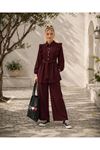 Kadın fırfır detaylı kuşaklı tunik bol paça pantolon ikili tesettür takım TG021