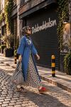 Kadın kot kimono uzun kuşaklı ceket TG028