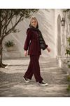 Kadın fırfır detaylı kuşaklı tunik bol paça pantolon ikili tesettür takım TG021