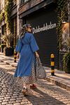 Kadın kot kimono uzun kuşaklı ceket TG028