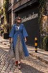 Kadın kot kimono uzun kuşaklı ceket TG028