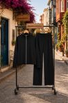 Kadın fermuarlı üst bol paça pantolon ikili takım EFL026