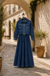 Fermuarlı ceketli denim uzun etek takım TG026