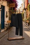 Kadın fermuarlı üst bol paça pantolon ikili takım EFL026