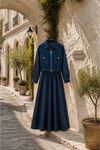 Fermuarlı ceketli denim uzun etek takım TG026