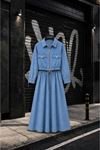 Fermuarlı ceketli denim uzun etek takım TG026