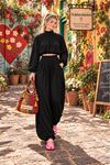 Kadın DİK Yaka Crop Bluz ve Şalvar Pantolon İkili Takım DKMRS017