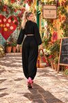 Kadın DİK Yaka Crop Bluz ve Şalvar Pantolon İkili Takım DKMRS017