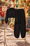 Kadın DİK Yaka Crop Bluz ve Şalvar Pantolon İkili Takım DKMRS017